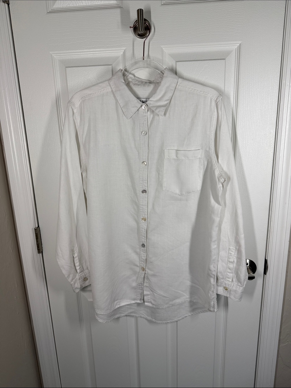Pure & Simple heavyweight white linen button down shirt size medium